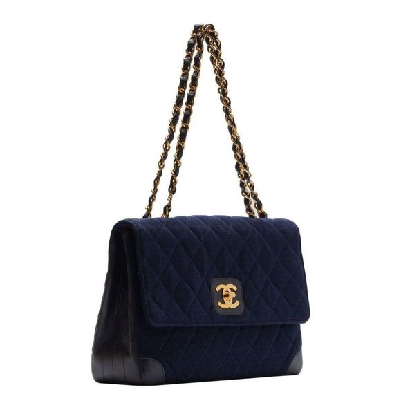 Chanel Matelasse Turnlock Straight Flap Chain Shoulder Jersey Material - Picture 3 of 9